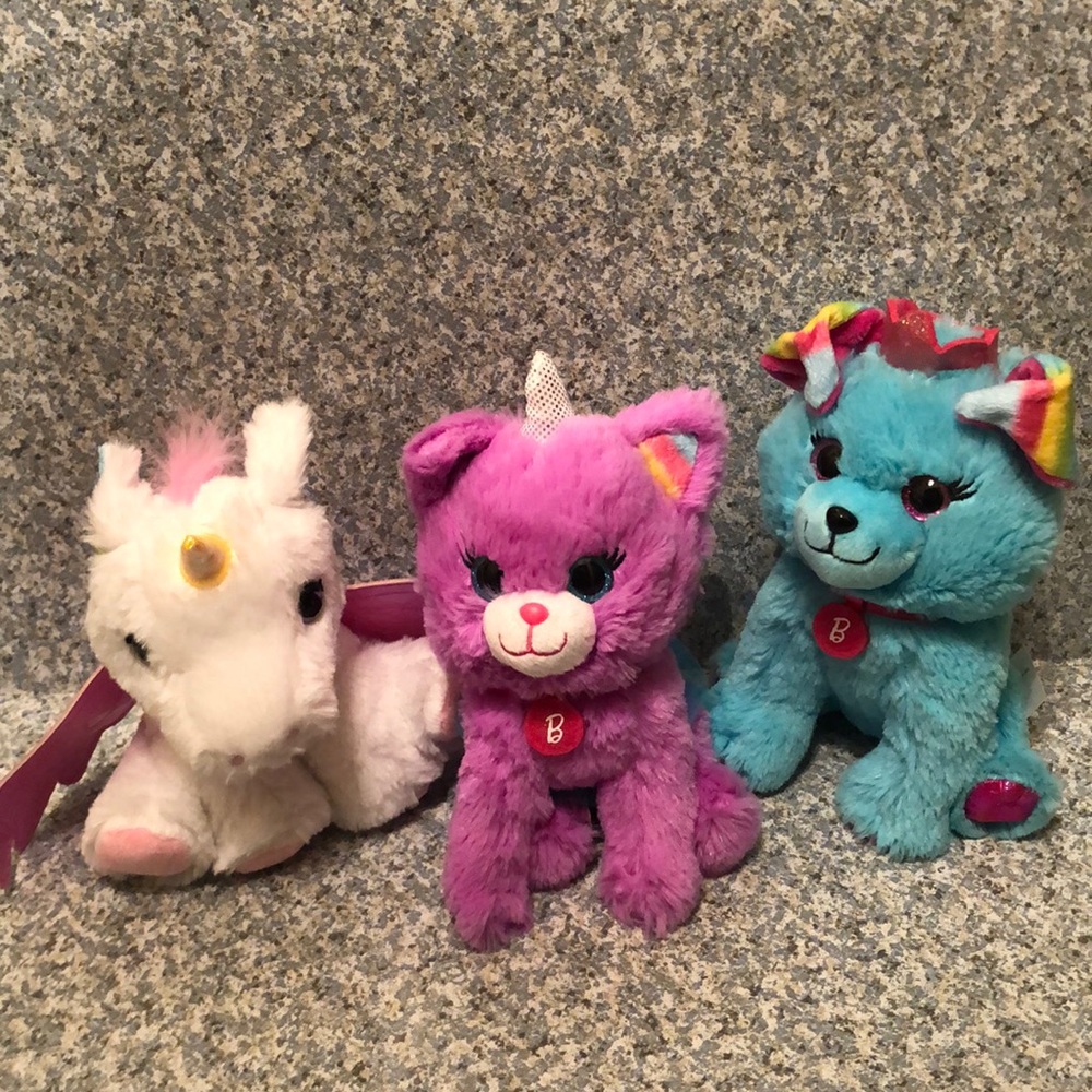 Barbie Pets 3 pack toy plush—Unicorn, Unicorn Kitty, and Princess Puppy!!!!